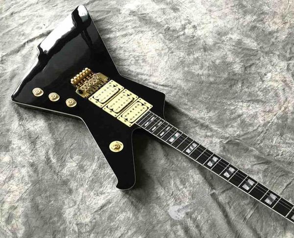 Destructores de guitarra eléctrica negros de alto brillo personalizados Sistema de trémolo dúplex Iban Cuerpo de caoba Mástil Todo color Personalizar logotipo y Shap9477183