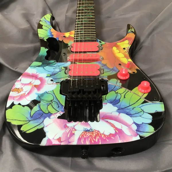 Custom de haute qualité 6string stevvai guitare électrique motif floral Veneer new fs