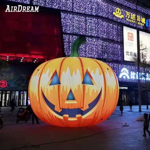 Aangepaste hoogwaardige reuze opblaasbare halloween pompoen hoofd met led licht ballon decoratie