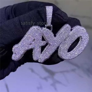 Aangepaste hiphop 925 Sterling zilvergouden vergulde vvs d moissaniet diamant gepersonaliseerde letternaam hanger ketting ketting