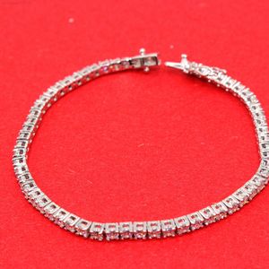 Pulsera de cadena de tenis de corte redondo con diamantes de moissanita helada de plata de ley 925 personalizada de Hip Hop