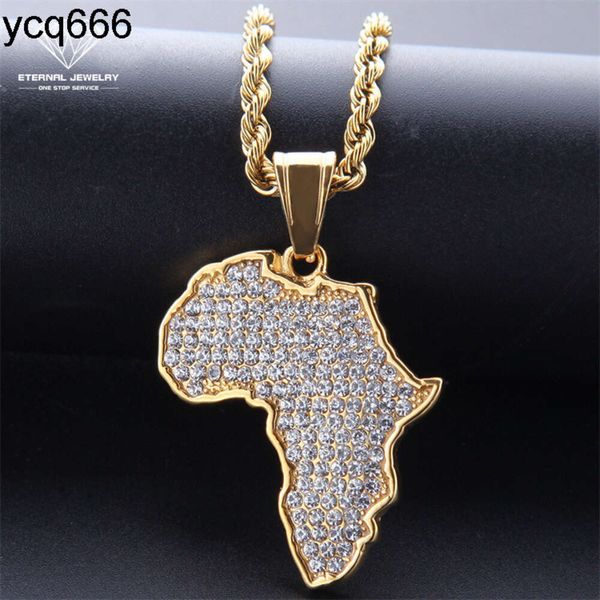 Collier personnalisé avec pendentif carte de l'afrique Hip Hop glacé, argent S925, or 10k 14k 18k, jaune et blanc, diamant Moissanite, bijoux