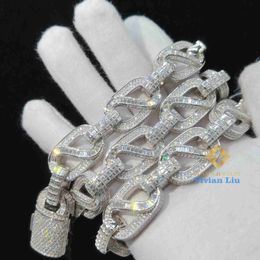 Personnalisé Hip Hop Fine Jewelry Collier Bracelet 925 Argent Glacé Vvs Moissanite Diamant Cubain Lien Chaîne
