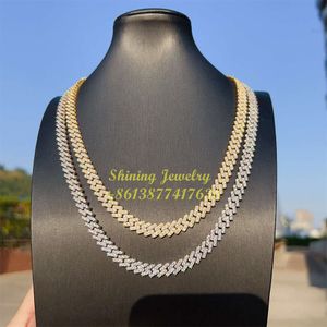 Aangepaste hiphop sieraden 8mm 925 Sterling Silver Prong Setting VVS Lab Moissanite Diamond Iced Out Cuban Link Chain Necklace