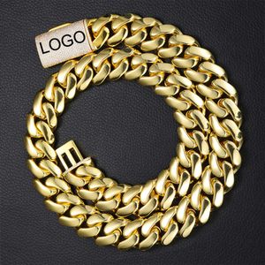 Aangepaste hiphop sieraden Gold vergulde gevulde roestvrij staal Moissanite Iced Out Clasp Miami Cuban Link Chain for Men