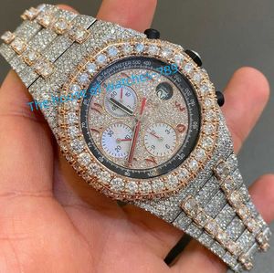Aangepaste hiphop sieraden Moissanite polshorloge mode VVS Moissanite diamanten horloges voor mannen