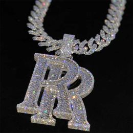 Bijoux Hip Hop personnalisés, pendentif lettre de rappeur, Baguette glacée initiale Vvs Moissanite