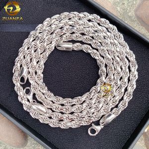 Aangepaste hiphop Moissanite sieraden 6mm klassieke ketting 925 sterling zilveren touwketens voor mannen damesketting kettingen