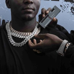 Aangepaste hiphop ketting Cubaanse linkketen Zilver 925 Mens Fashion Iced Out Moissanite Baguette Diamond Necklace