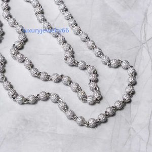 Aangepaste hiphop ketting Iced Out Shining 4mm Diamond S Sier Ball Beads Chain Moissanite