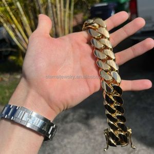 Aangepaste Hip Hop Real S925 Zilver 9k 10k 14k 18k Solid Gold Miami Cubaanse Link Chain Armband met diamanten gesp