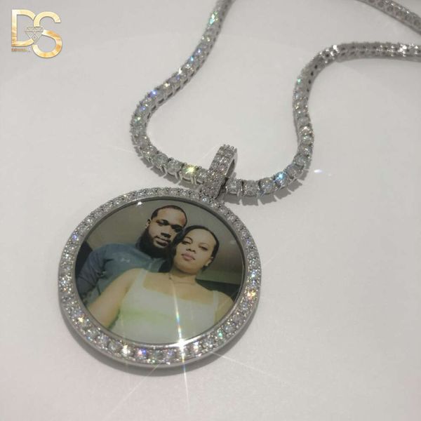 Collier personnalisé de pendentifs de Photo de mémoire de Moissanite de Hip Hop VVS avec la chaîne de Tennis