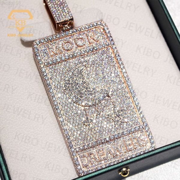 Pendentif Hiphop personnalisé pour hommes, en or pur massif 10k, plaque de Moissanite glacée, pendentif en diamant de laboratoire