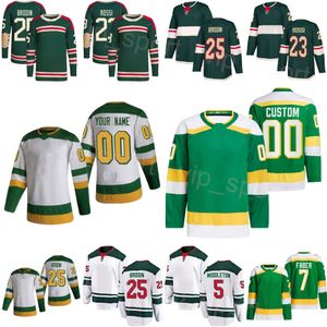 Hockey personalizado 21 Brandon Duhaime Jersey 23 Marco Rossi 20 Pat Maroon 25 Jonas Brodin 5 Jake Middleton 7 Brock Faber 6 Dakota Mermis 36 Mats Zuccarello Jóvenes Mujeres Hombres