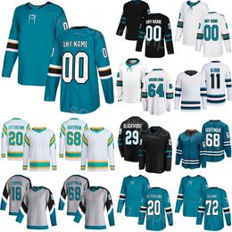 Custom Hockey 64 Mikael Granlund Jerseys 20 Fabian Zetterlund 68 Mike Hoffman 72 William Eklund 11 Luke Kunin 18 Filip Zadina 29 Mackenzie Blackwood Jeugd Vrouwen mannen