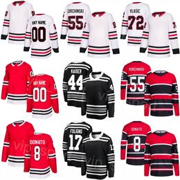 Hockey personnalisé 72 Alex Vlasic Jerseys 94 Corey Perry 8 Ryan Donato 17 Nick Foligno 55 Kevin Korchinski 27 Lukas Reichel 44 Wyatt Kaiser 90 Tyler Johnson Youth Women Men