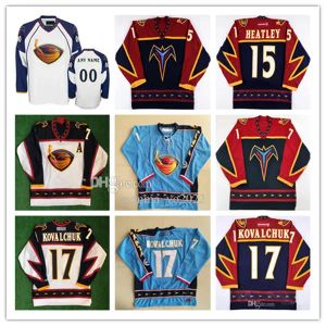 Aangepaste hockey jersey heren dames jong Atlanta''Thrashers''15 Dany Heatley 17 Ilya Kovalchuk Zach Bogosian Marian Hossa gestikt blauw marine wit