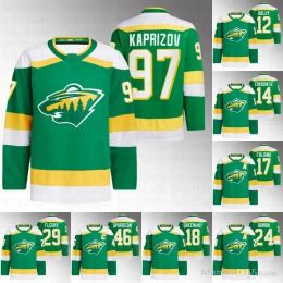 Aangepaste hockeytrui heren dames jong Minnesota Jersey 29 Marc-Andre Fleury 90 Ryan O''Reilly Joel Eriksson Ek Mats Zuccarello Alex Goligoski Matt Boldy