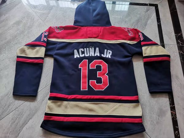 Maillot de hockey personnalisé pour hommes et femmes, 13 Ronald Acuna Jr. Legacy Lacer, sweat à capuche Freddie Freeman Marcell Ozuna Dansby Swanson Ozzie Albies Austin Riley Mike Soroka