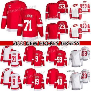 Jerseys de hockey personalizados 71 Dylan Larkin Jersey 53 Moritz Seider 59 Tyler Bertuzzi 2 Nick Leddy 23 Lucas Raymond 19 Steve Yzerman 9 Gordie Howe