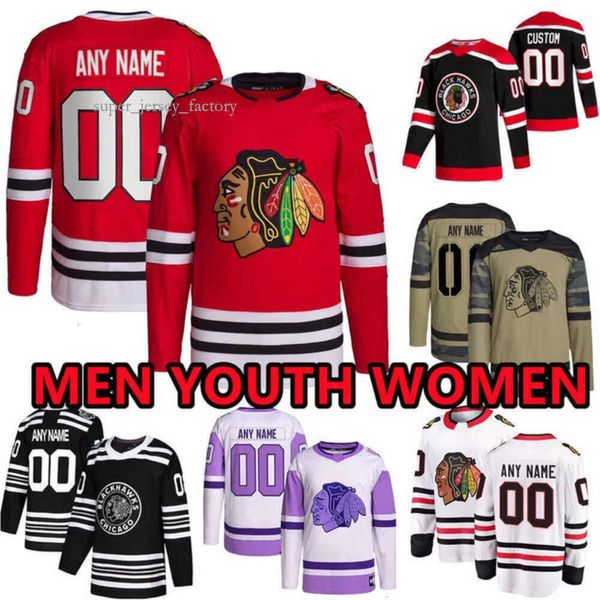 Camisetas de hockey personalizadas Chicago''blackhawks''mens 24 Anders Bjork 43 Blackwell 17jason Dickinson 28 Englund 58 Kenzie Entwistle Guttman Johnson 8333 7533