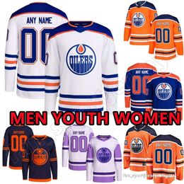 Aangepaste hockeyshirts Edmonton Heren Oilers 36 Jack Campbell 5 Cody Ceci 14 Mattias Ekholm 37 Warren Foegele 18 Zach Hyman Mattias Janmark Evander Kane Oscar Klefbom