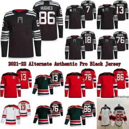 Custom Hockey Jerseys Jack Hughes Alternate Authentic Pro Black N Devils Nico Hisco P K Subban Ice Hockey Jersey