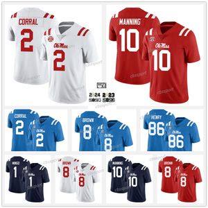 College Ole Miss Rebels voetbalshirt DK Metcalf Matt Corral Jaxson Eli Manning Dart Quinshon JudkinsTre Harris Spencer Sanders Coleman Watkins Bentley IV