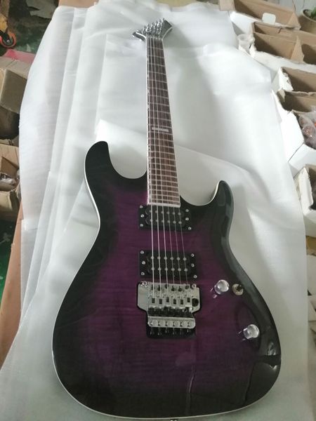 Guitare électrique personnalisée HORIZON II violet, système de trémolo à verrouillage SD bleu, pont fabriqué en chine