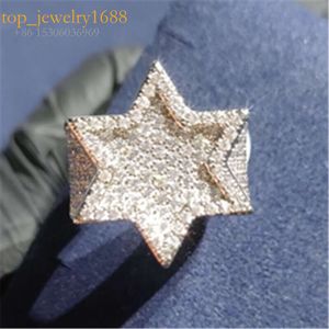 Style de vente chaud sur mesure Iced Out Hip Hop Bijoux Sterling Sier VVS Baguette Moisanite Diamond Man Star Ring