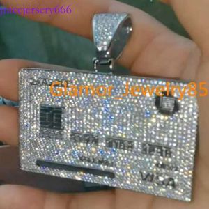 Custom Hot Sell Pass Testter VVS Moissanite Diamond creditcard Sier Pendant Gold Polated Hip Hop Jewelry Men