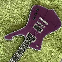 Golpeador de guitarra eléctrica con espejo púrpura estilo IBAN Iceman Paul Stanley personalizado con encuadernación de cuerpo de abulón y herrajes cromados