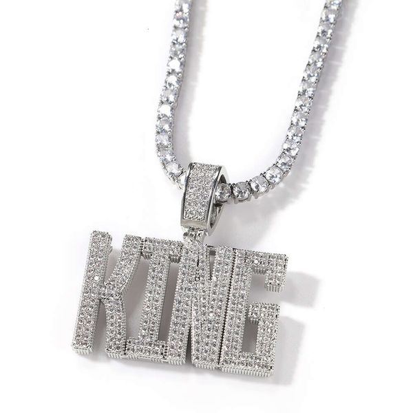 Iced Iced Out CZ Diamond Micro Paveed PDG King Sublimation Capital Letters Nom Pendants Jewelries personnalisés