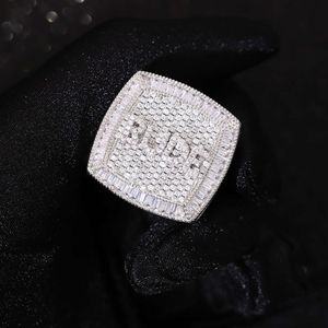 Custom Iced Out Hip Hop sieradenring Baguette ronde gesneden Moissanite 925 zilveren vergulde fijne sieraden vingerbandring voor mannen