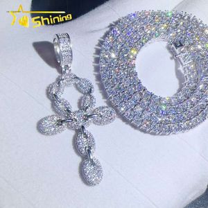 Colgantes helados personalizados Sier Moissanite Diamond hombres mujeres moda Cruz COLLAR COLGANTE