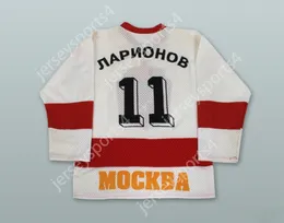 Custom igor Larionov 11 CSKA MOSCOW BLANC HOCKEY TOP TOP CITÉ STTT-M-L-XL-XXL-3XL-4XL-5XL-6XL