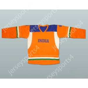 Maillot de hockey orange personnalisé de l'équipe nationale de l'Inde, n'importe quel joueur ou numéro, cousu S-M-L-XL-XXL-3XL-4XL-5XL-6XL