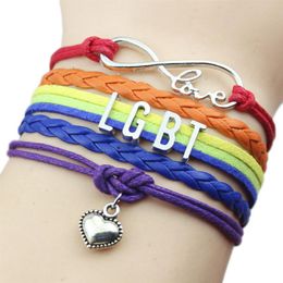 Custom Infinity Love Wrap Gay Pride LGBT Rainbow Heart Charm Bracelets Infinity Love Friendship Gifts Wedding Charms Personal Jewelry2180