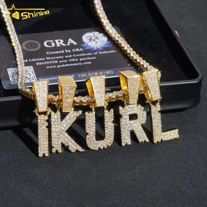 Aangepaste initiële VVS Moissanite Iced Out brief hanger Sier vergulde hiphop sieraden Hot Sale