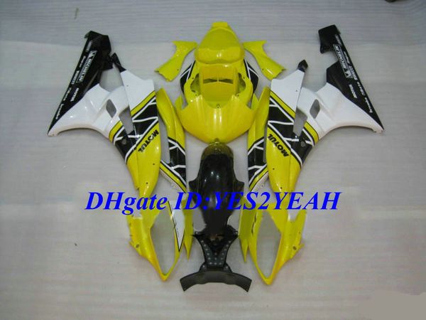 Kit de carenado de molde de inyección personalizado para YAMAHA YZFR6 06 07 YZF R6 2006 2007 YZF600 ABS Amarillo blanco negro Juego de carenados + Regalos YQ16