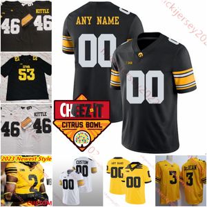 2024 Citrus Bowl Iowa Hawkeyes College voetbalshirt Zach Twedt Landyn Van Kekerix Reggie Bracy Sebastian Castro Gaven Cooke Dallas Craddieth Aangepaste herentruien