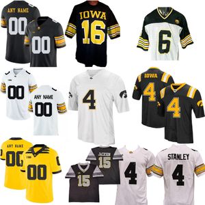 Maillot de football universitaire Iowa Hawkeyes personnalisé 15 Tyler Goodson 4 Nate Stanley 94 A.J. Epenesa 12 Cade McNamara