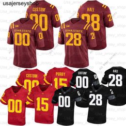 Aangepaste Iowa State College voetbalshirts 15 Brock Purdy 28 Breece Hall 23 Mike Rose 4 Johnnie Lang 1 Tariab