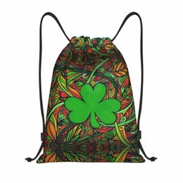 Sac à cordon de shamrock irlandais personnalisé pour magasin de yoga bac à dos féminin Men St Patricks Day Sports Gym Sackpack 29hy #