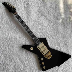 Cuerpo irregular personalizado Iban Destoryer Guitarra eléctrica para zurdos Sistema de trémolo de alto brillo en color negro EN STOCK