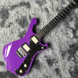 Forma de cuerpo irregular personalizado guitarra el￩ctrica de estilo iban en color p￺rpura