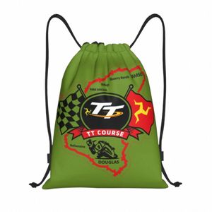 Bolso con cordón personalizado de la bandera de la Isla de Man para entrenar mochilas de yoga Mujeres Hombres TT Endurance Race Sports Gym Sackpack M5WR #