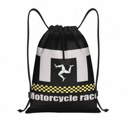 Sac à crampons de drapeau de l'île de l'homme Men des hommes femmes Motorcycle léger TT Race Sports Gym Rangement Backpack 55ZD #