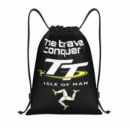 Custom Isle Of Man TT Sacs à cordon Femmes Hommes Sports légers Gym Sac à dos de stockage V1RA #