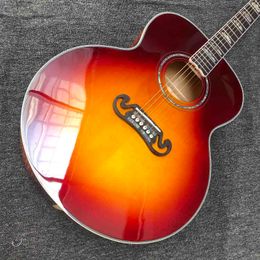 Custom J200S 43 pouces Jumbo Acoustic Guitar Flamed Maple Back Side in Sunburst Color